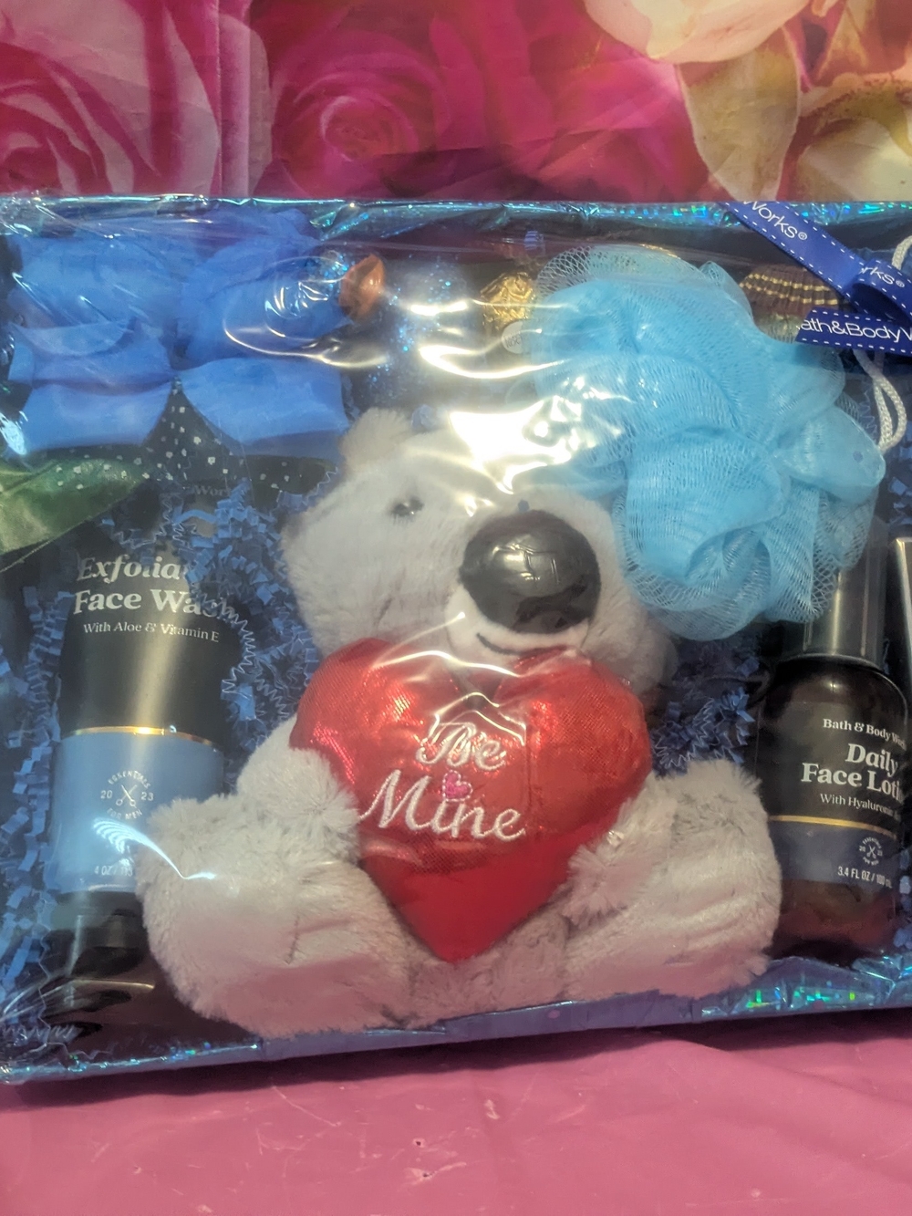 Bath & Body Gift Set with Blue Accessories and Plush Bear